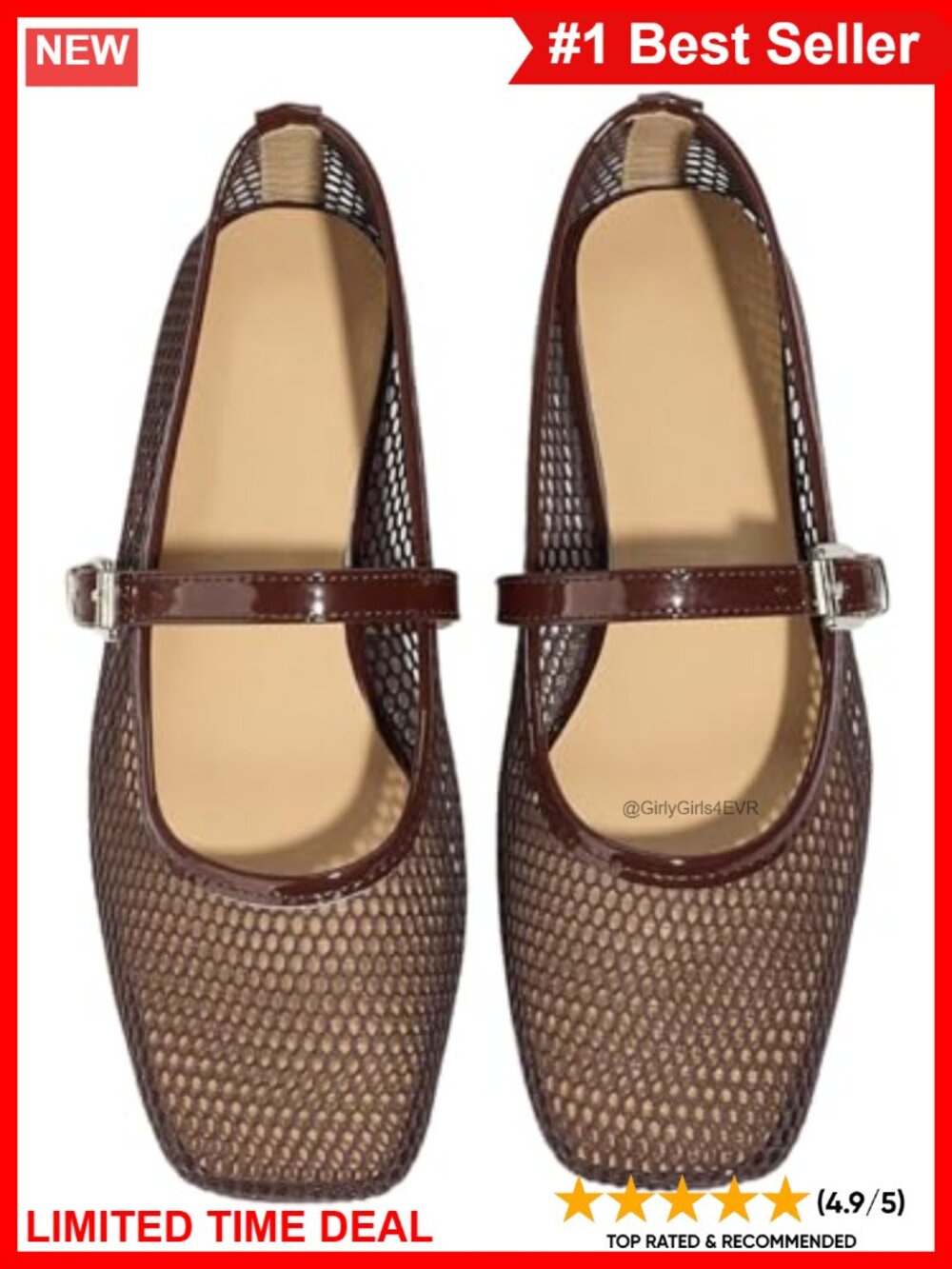 Leopard Mesh Ballet Flats Square Toe Buckle Mary Jane Shoes